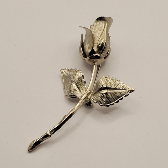 VINTAGE GIOVANNI MATTE SILVER LARGE ROSE BROOCH PIN FLOWER JEWELRY COLLECTIBLE - Picture 1 of 12